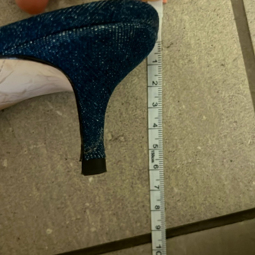 Massimo Dutti Women's Dark Blue Denim Pointed Toe Mule with Bow - Picture 5 of 5